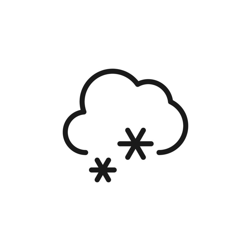 previsão e conceito de tempo. sinais monocromáticos minimalistas adequados para aplicativos, sites, propaganda. traço editável. ícone de linha vetorial de flocos de neve sob a nuvem vetor
