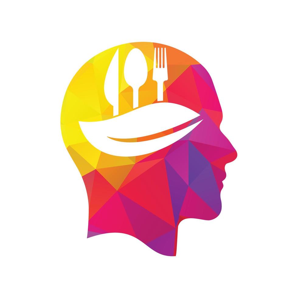 design de modelo de vetor de elemento de comida de cabeça humana. comida saudável no conceito de mente.