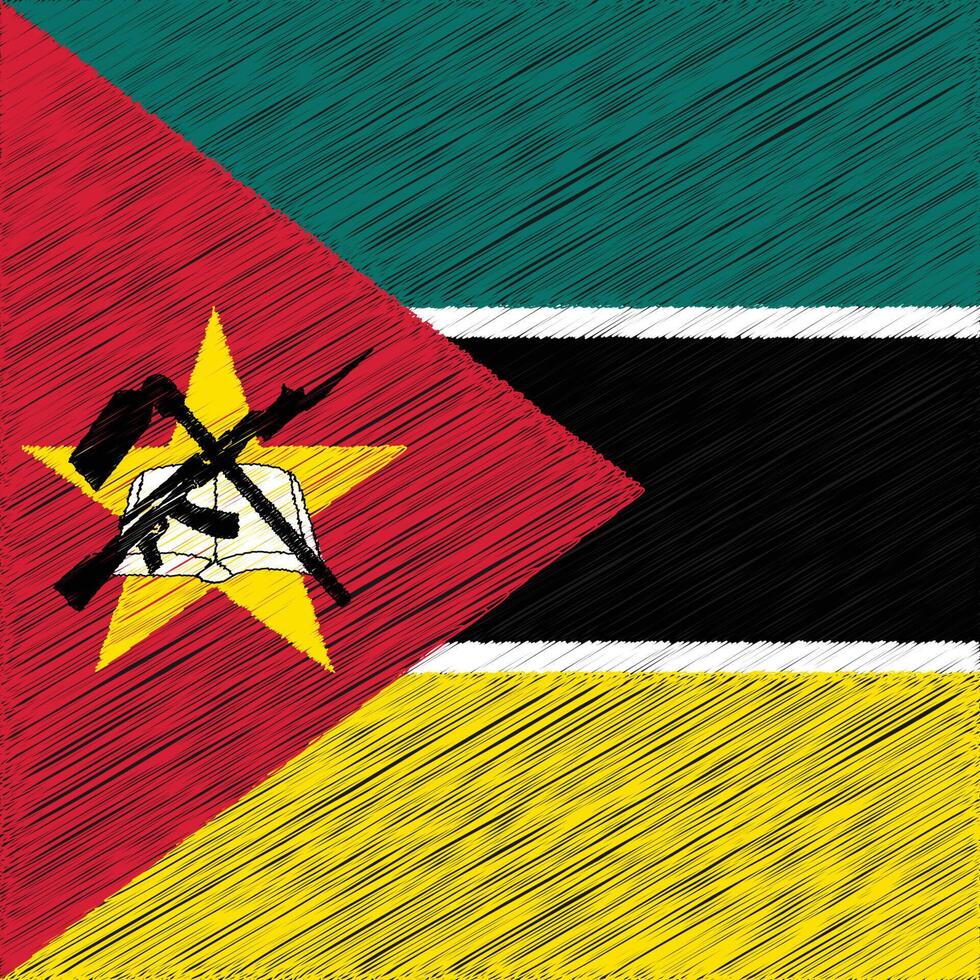 dia da independência de moçambique 25 de junho, design de bandeira quadrada vetor