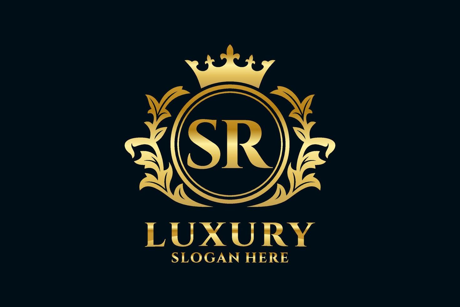 modelo de logotipo de luxo real carta inicial sr em arte vetorial para projetos de marca luxuosos e outras ilustrações vetoriais. vetor