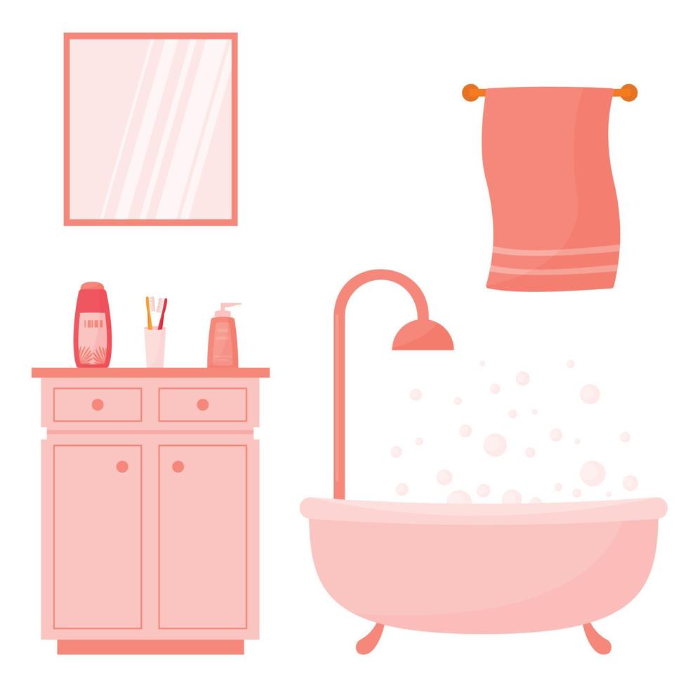 paleta rosa interior do banheiro vetor