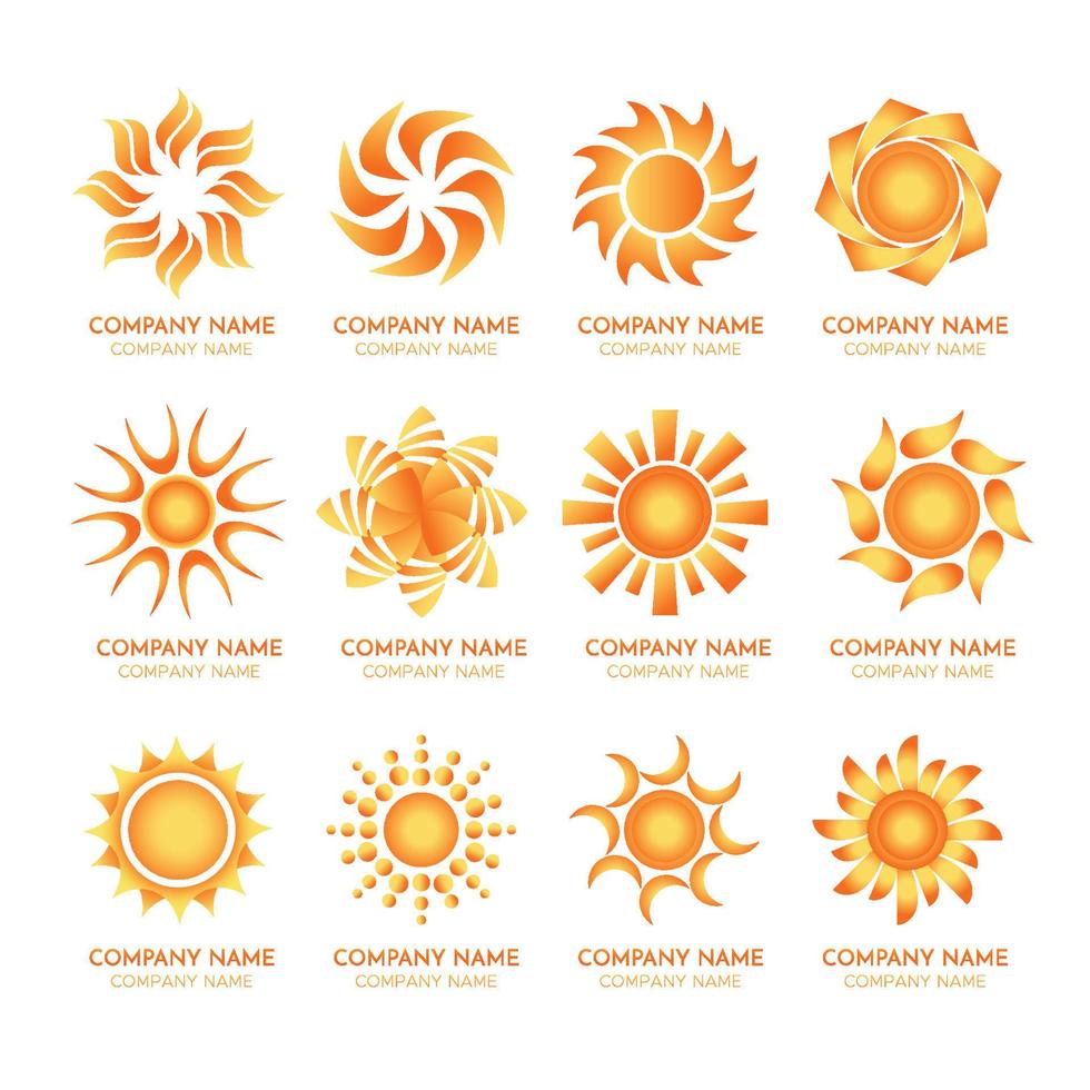 coleção de logotipo da empresa sol vetor