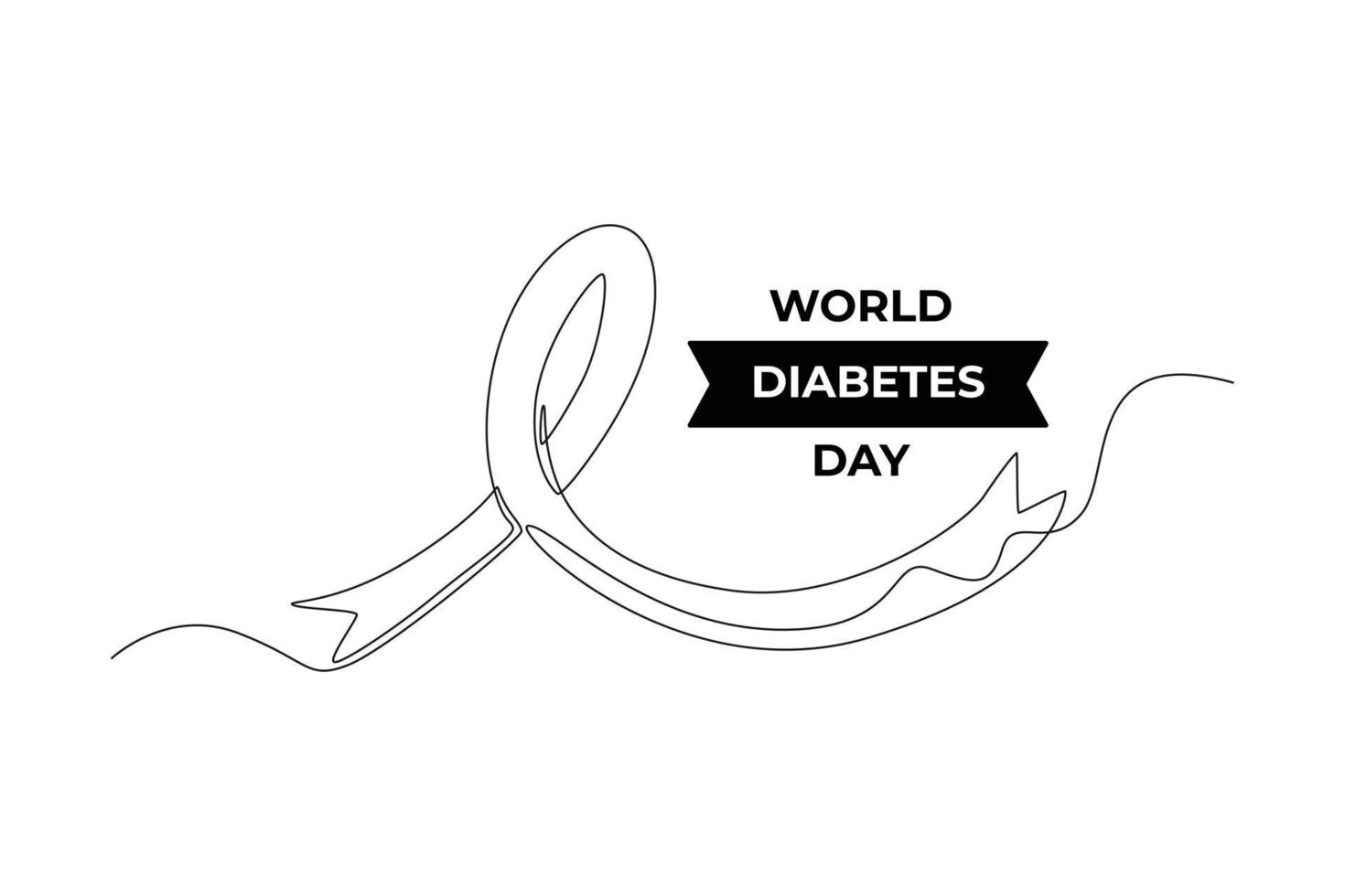 fita contínua de desenho de uma linha para o conceito do dia mundial do diabetes. única linha desenhar desenho ilustração gráfica de vetor. vetor