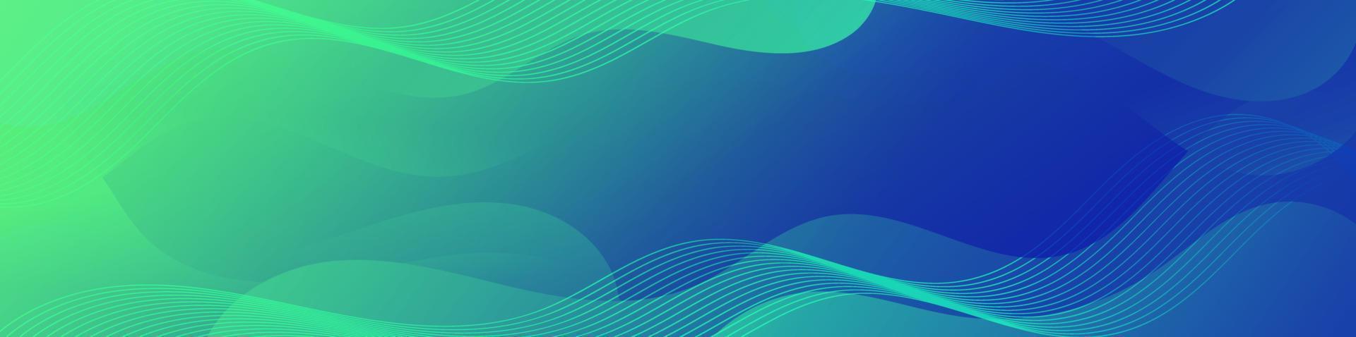 modelo de banner de onda fluida verde e azul abstrato vetor