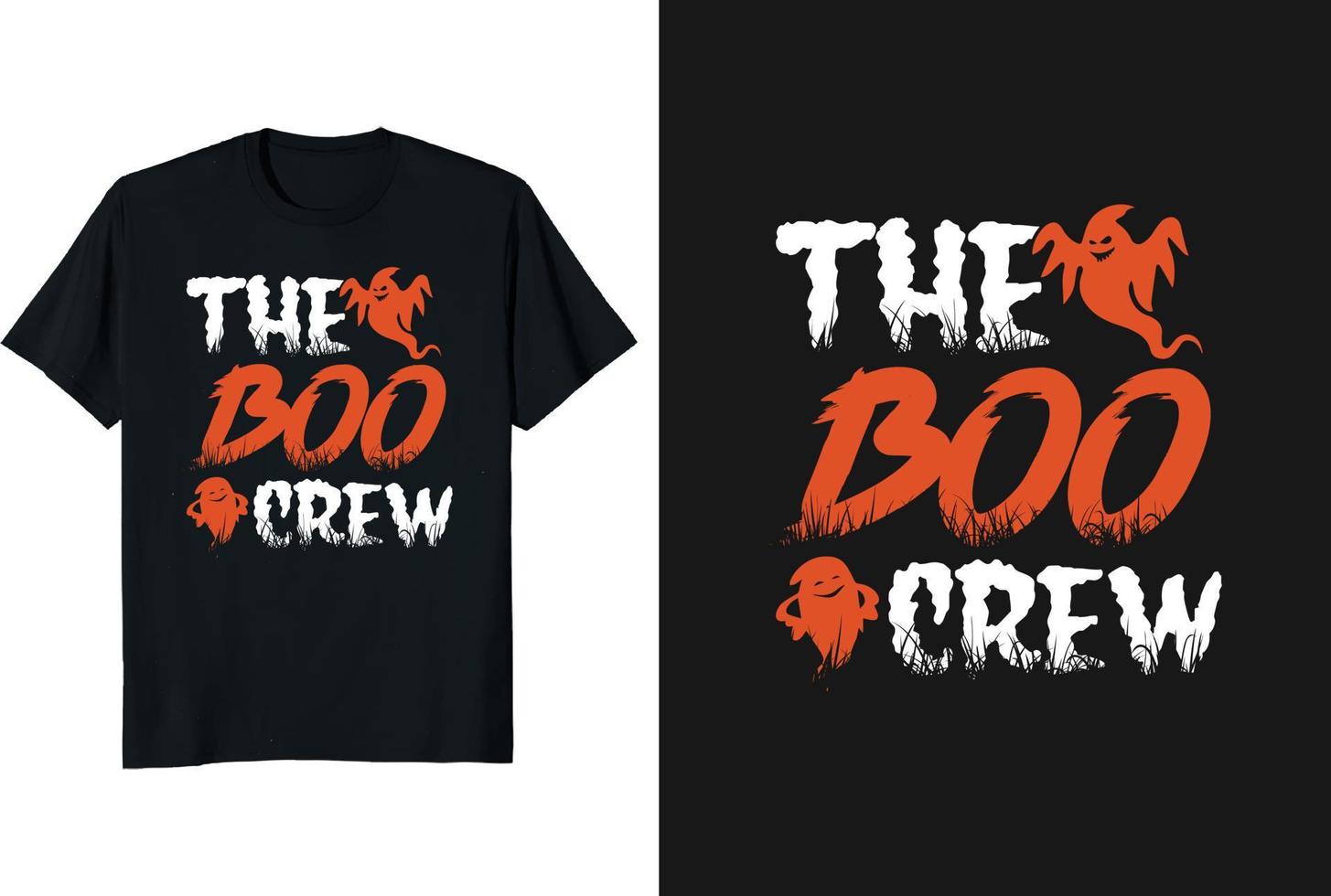 a boo crew halloween t-shirt design e ilustração vetorial vetor