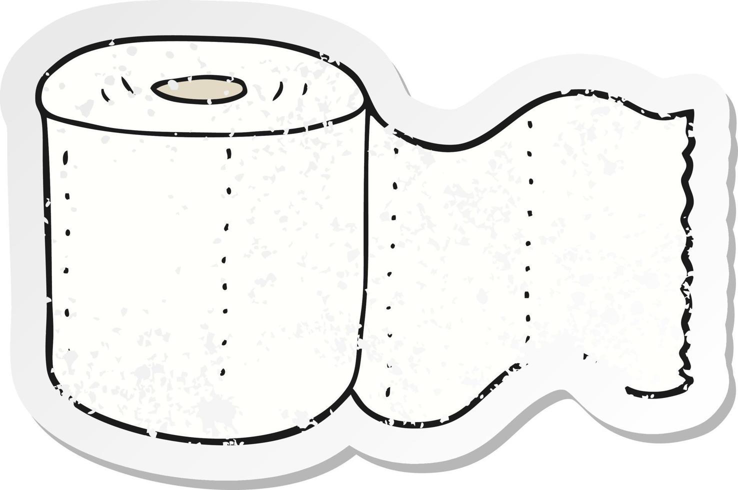 adesivo retrô angustiado de um papel higiênico de desenho animado vetor