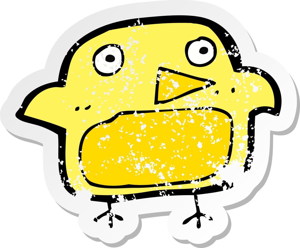 adesivo retrô angustiado de um pássaro de desenho animado vetor