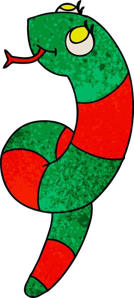 kawaii de desenho texturizado de uma cobra fofa vetor