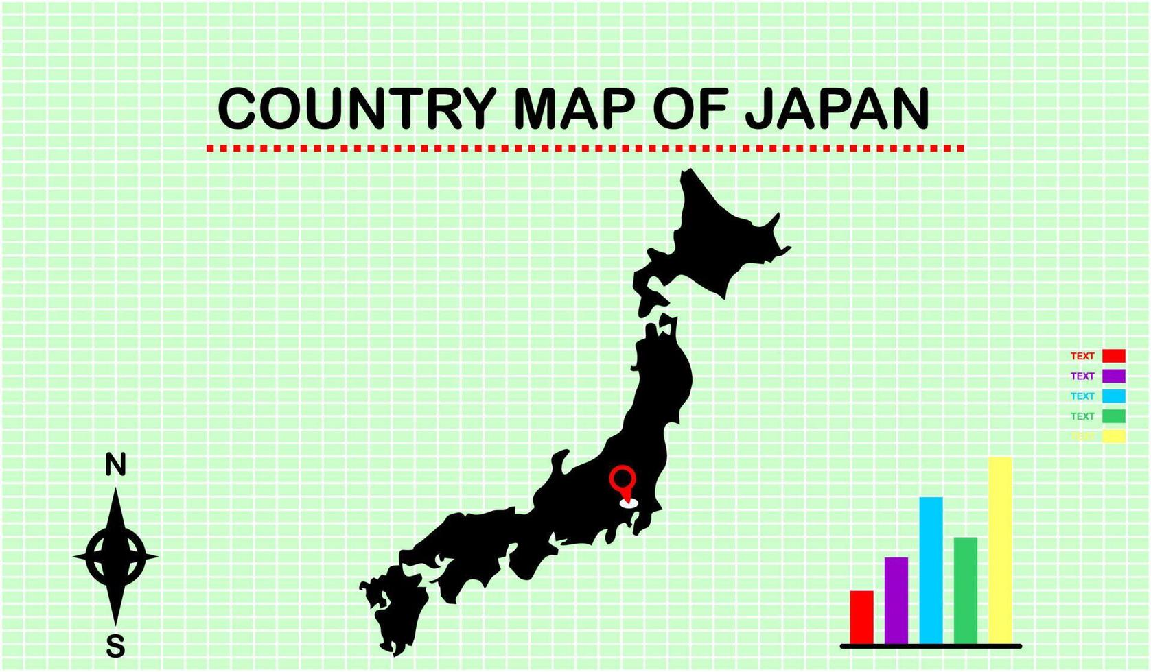 mapa vetorial do Japão com fundo de grade. acompanhado de gráficos de diagrama vetor