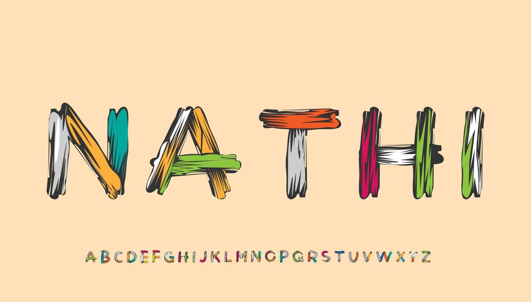 design de logotipo de carta de tipografia nathi vetor