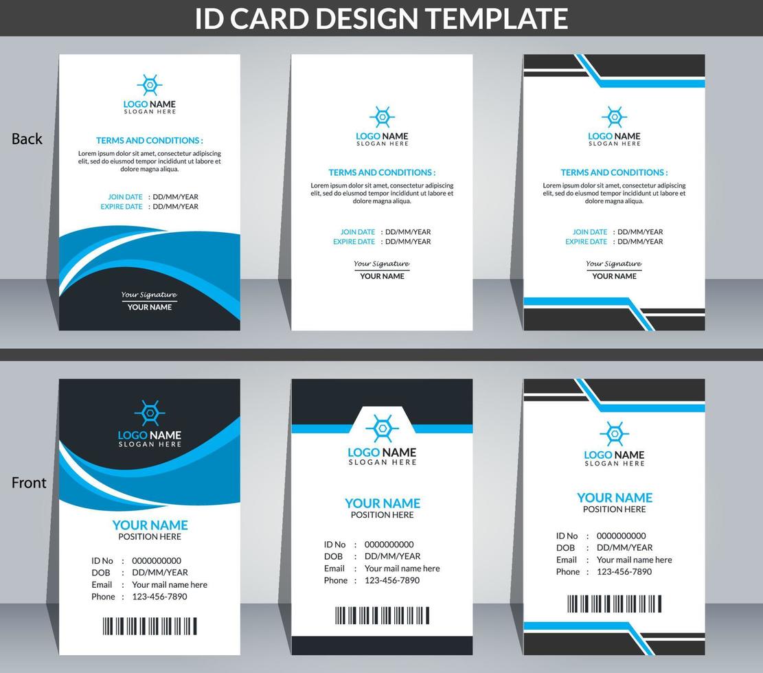 design de cartão de identificação moderno e profissional, design de cartão de identificação corporativo e criativo, cartão de identificação simples e abstrato, modelo de design de cartão de identificação vetor