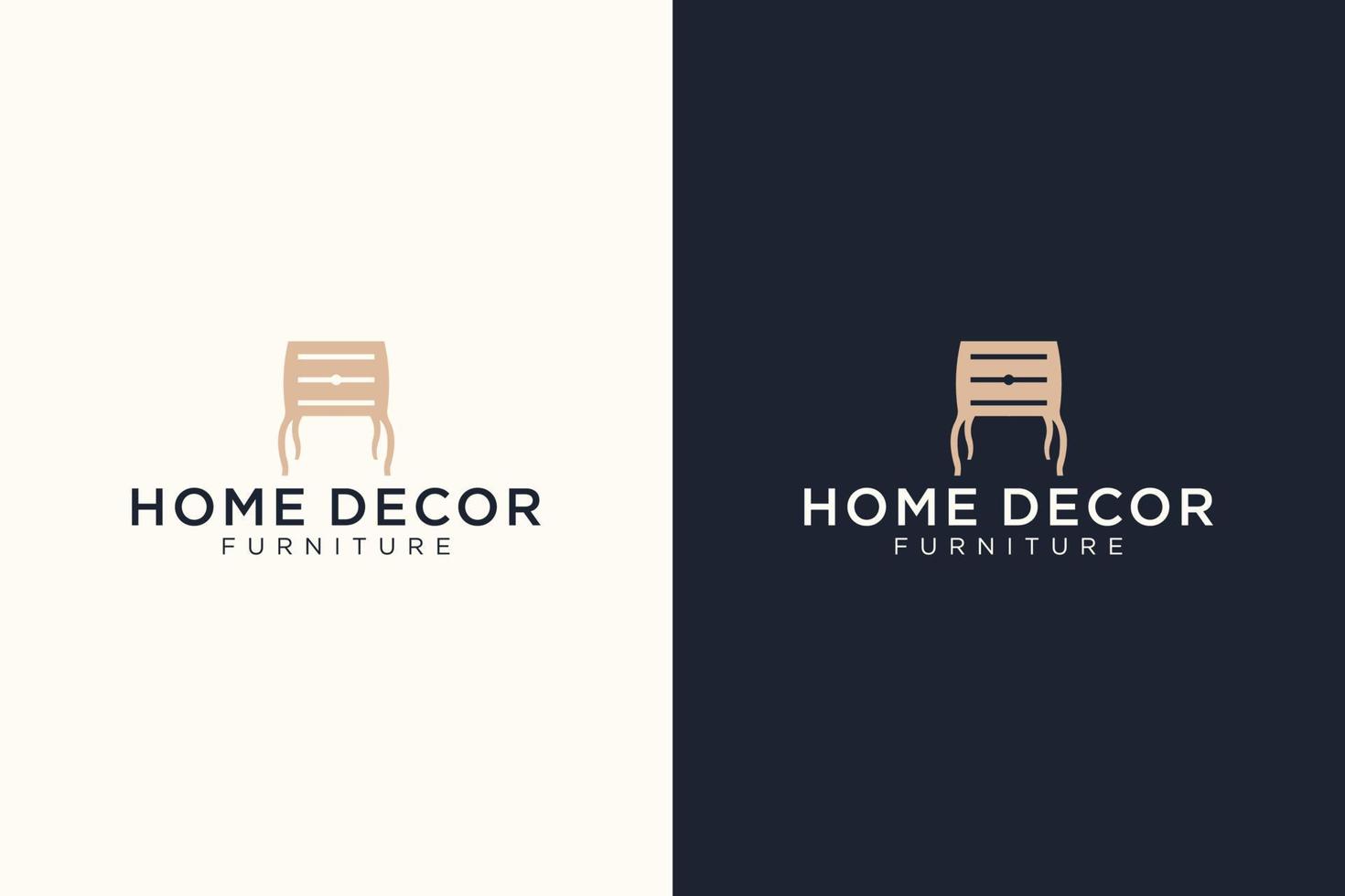 design de logotipo interior móveis minimalistas, mesas, prateleiras, sofás vetor