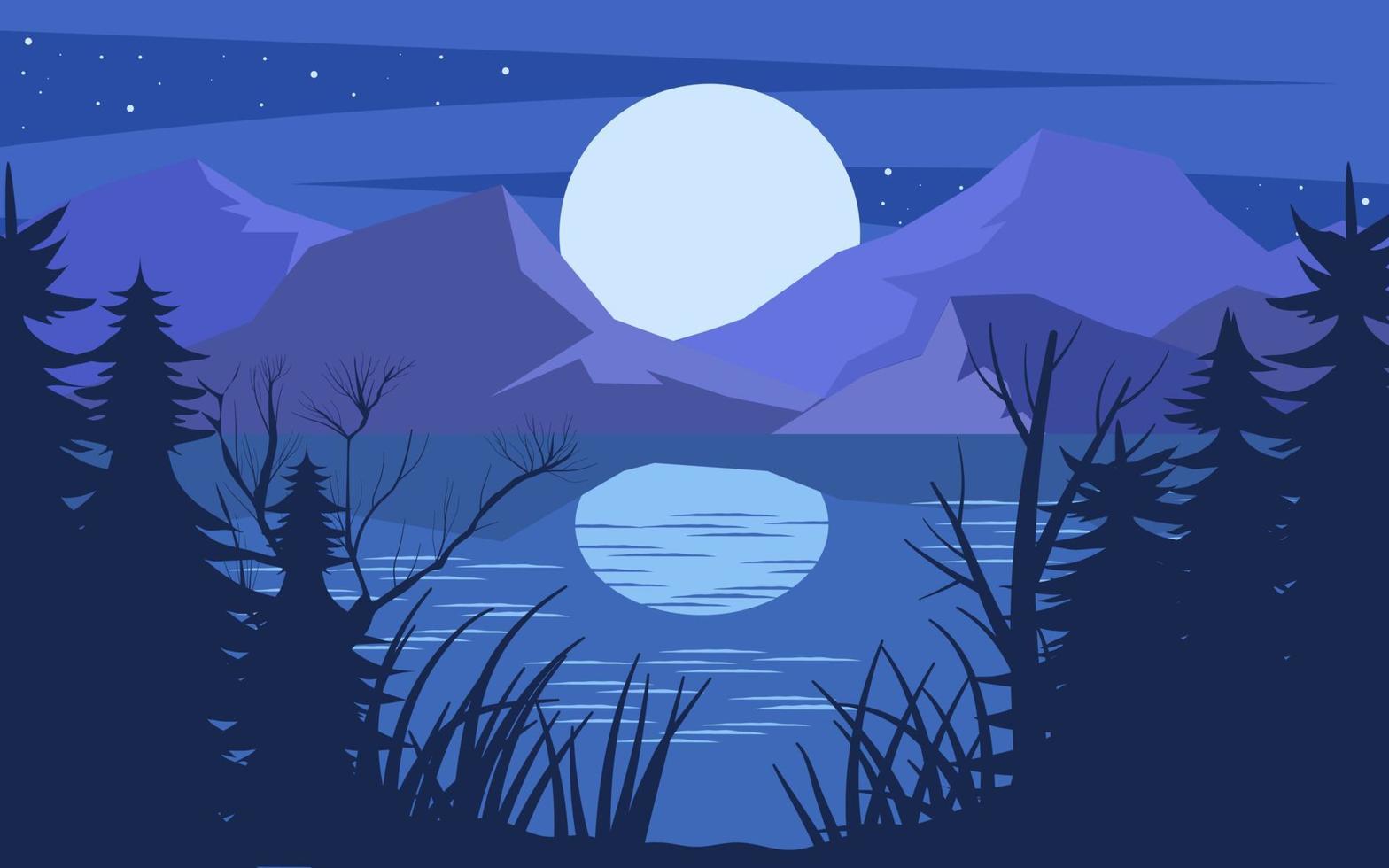 paisagem natureza ilustração de noite vetor