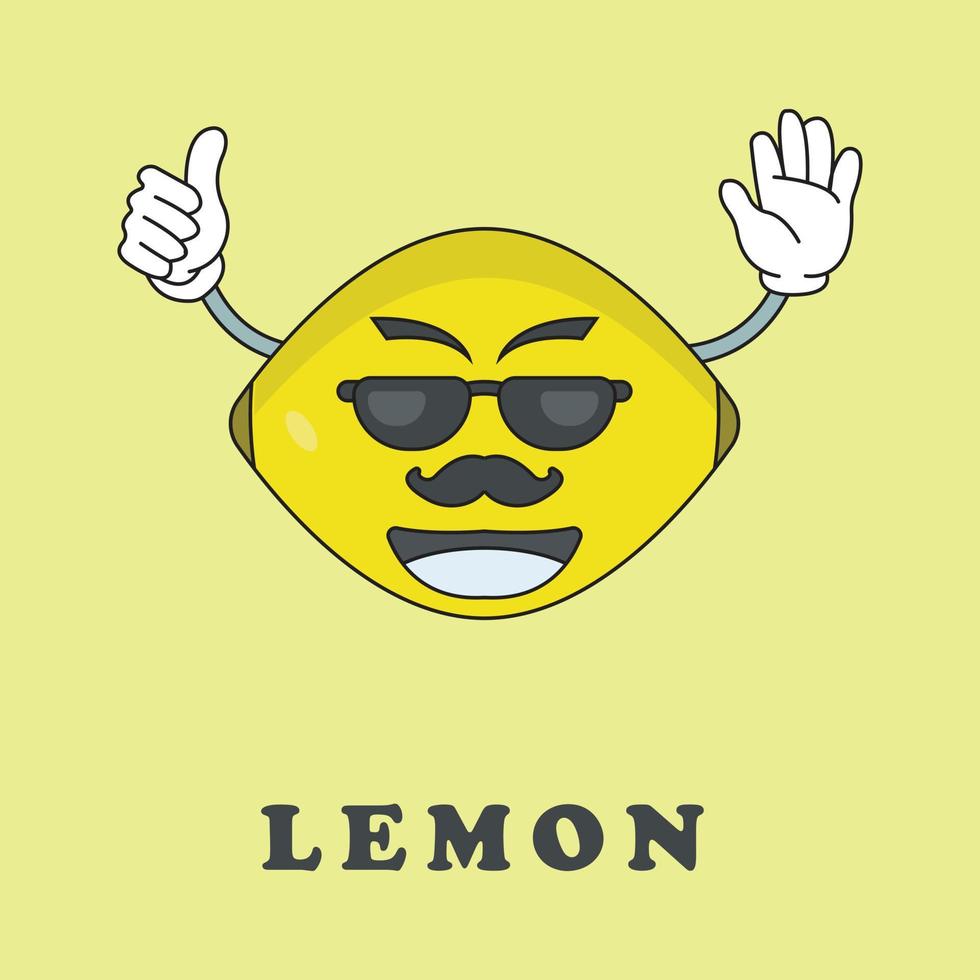 ícone de logotipo de vetor de personagem de fruta limão fofo