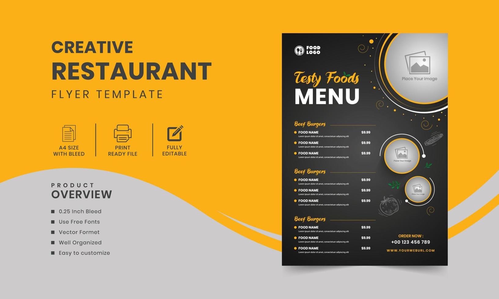 modelos de folheto de comida de restaurante abstrato ou design de folheto de menu de comida deliciosa vetor