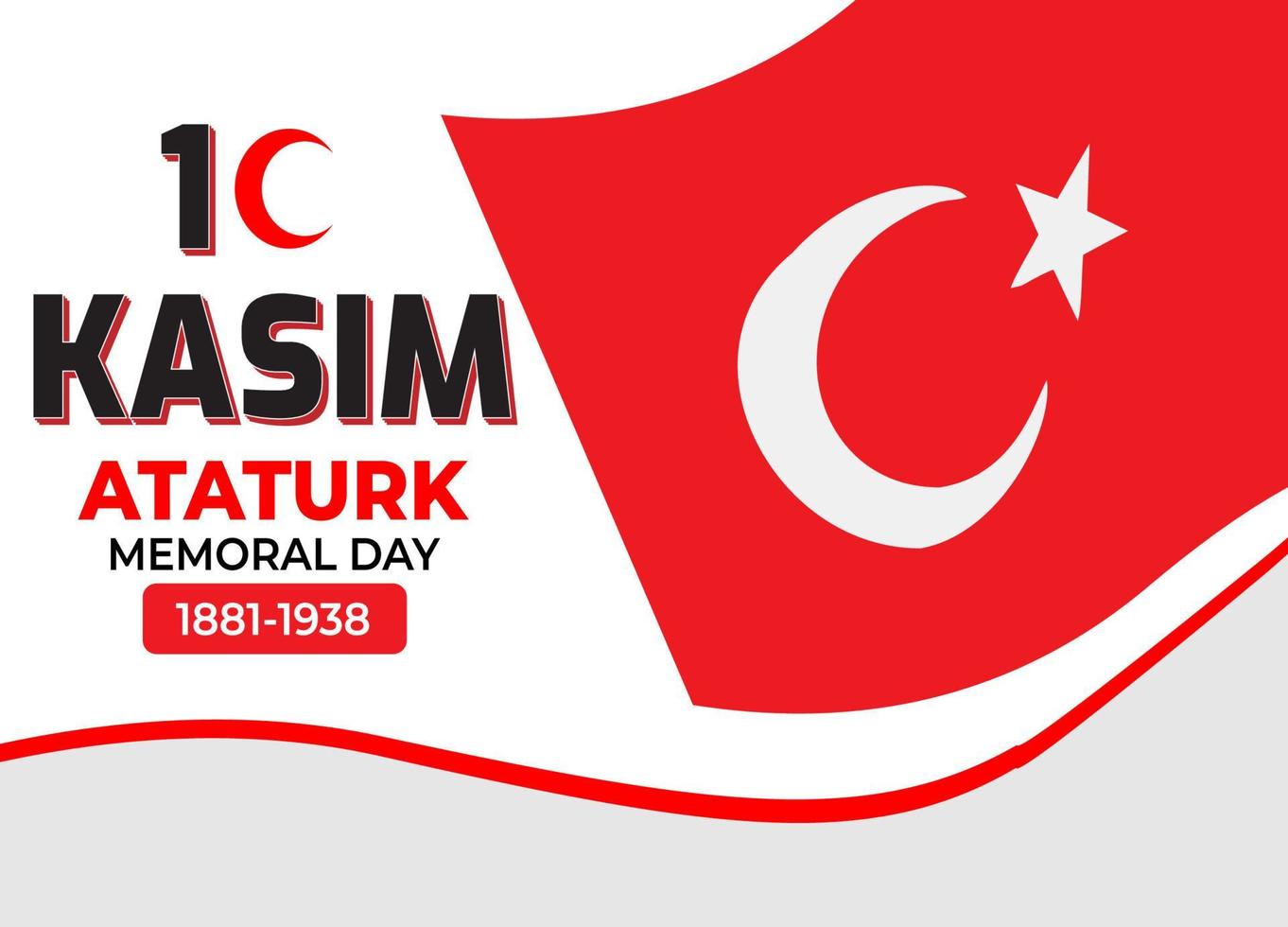 aniversário da morte de mustafa kemal ataturk em 10 de novembro vetor