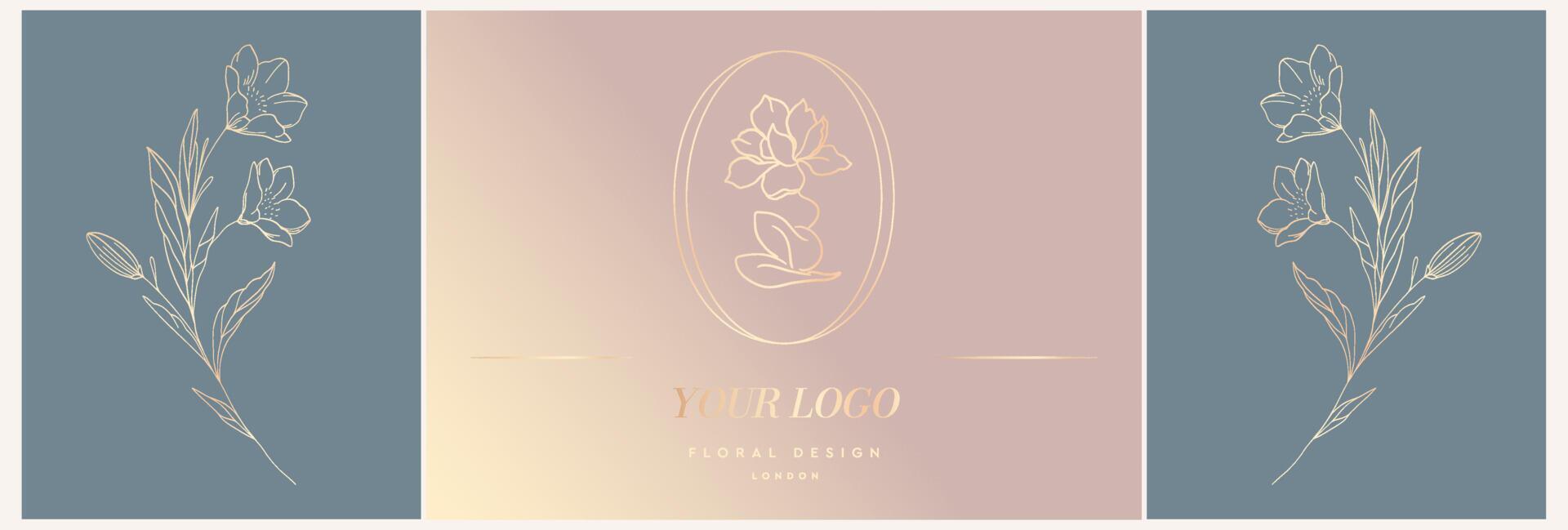 modelo de logotipo de vetor elegante de uma flor rosa em um vaso em duas variações de cores. símbolo abstrato em estilo linear para cosméticos e embalagens, joias, artesanato ou produtos de beleza.