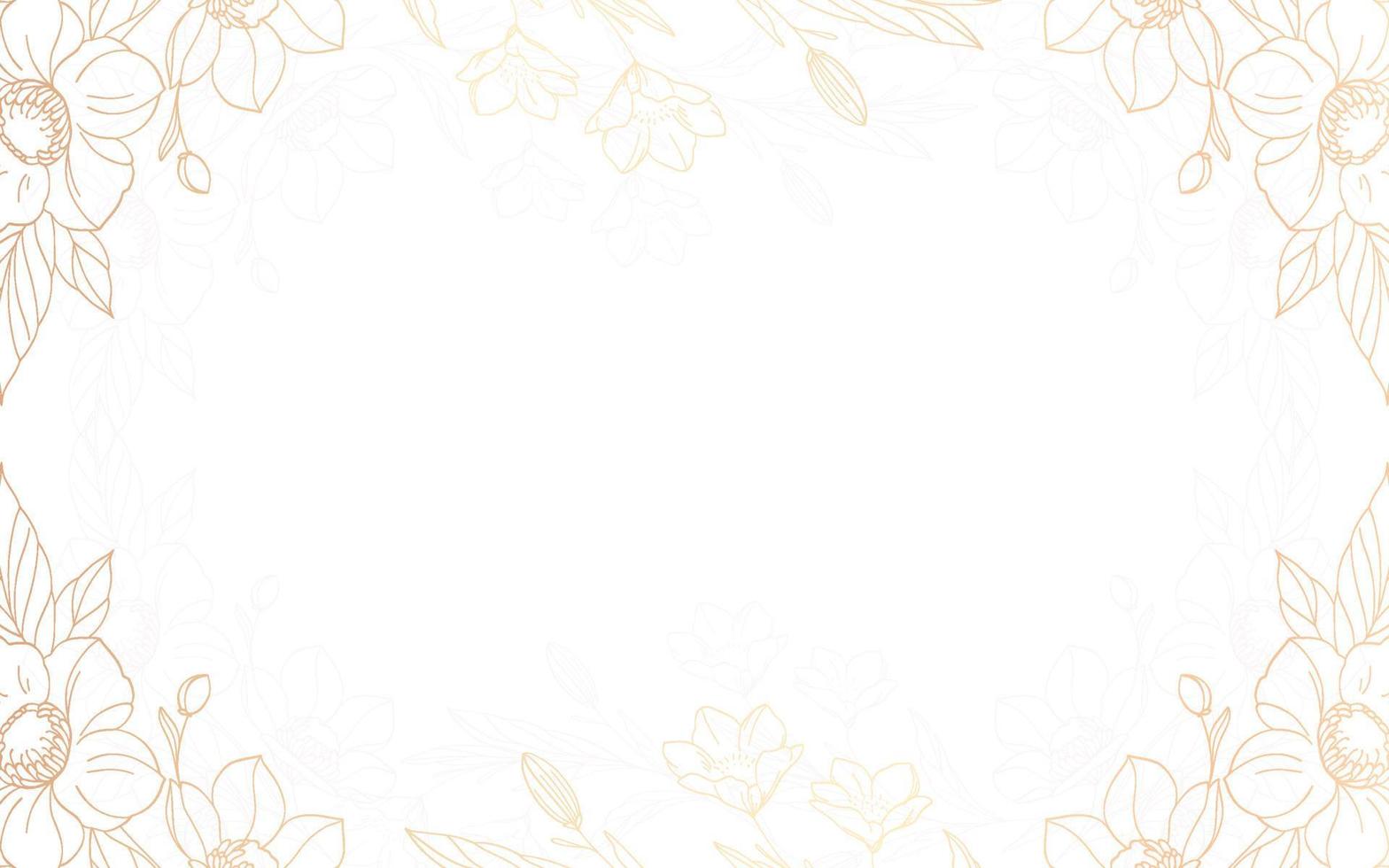 padrão de linha de flor de luxo artdeco vector, fundo dourado. peônias desenhadas à mão para embalagens, post de mídia social, capa, banner, post criativo e artes de parede. vetor