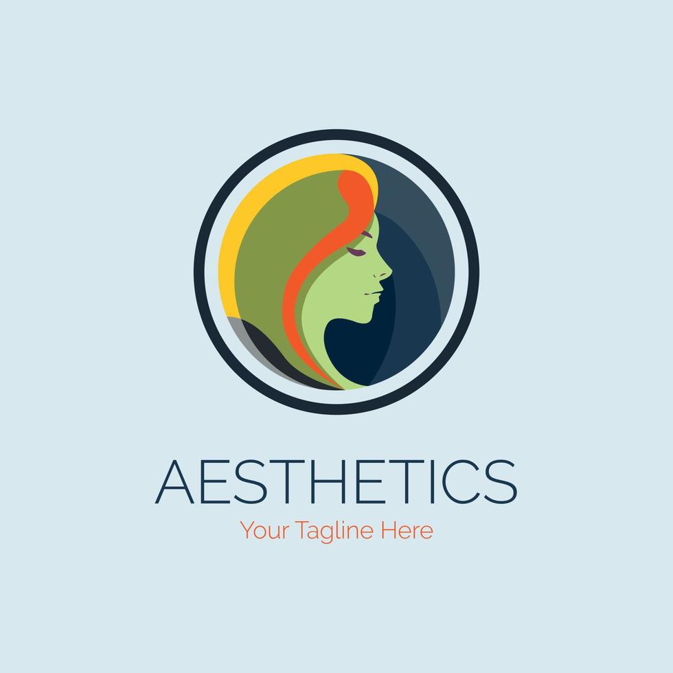 design de modelo de logotipo de rosto de mulher de estética de beleza para marca ou empresa e outros vetor