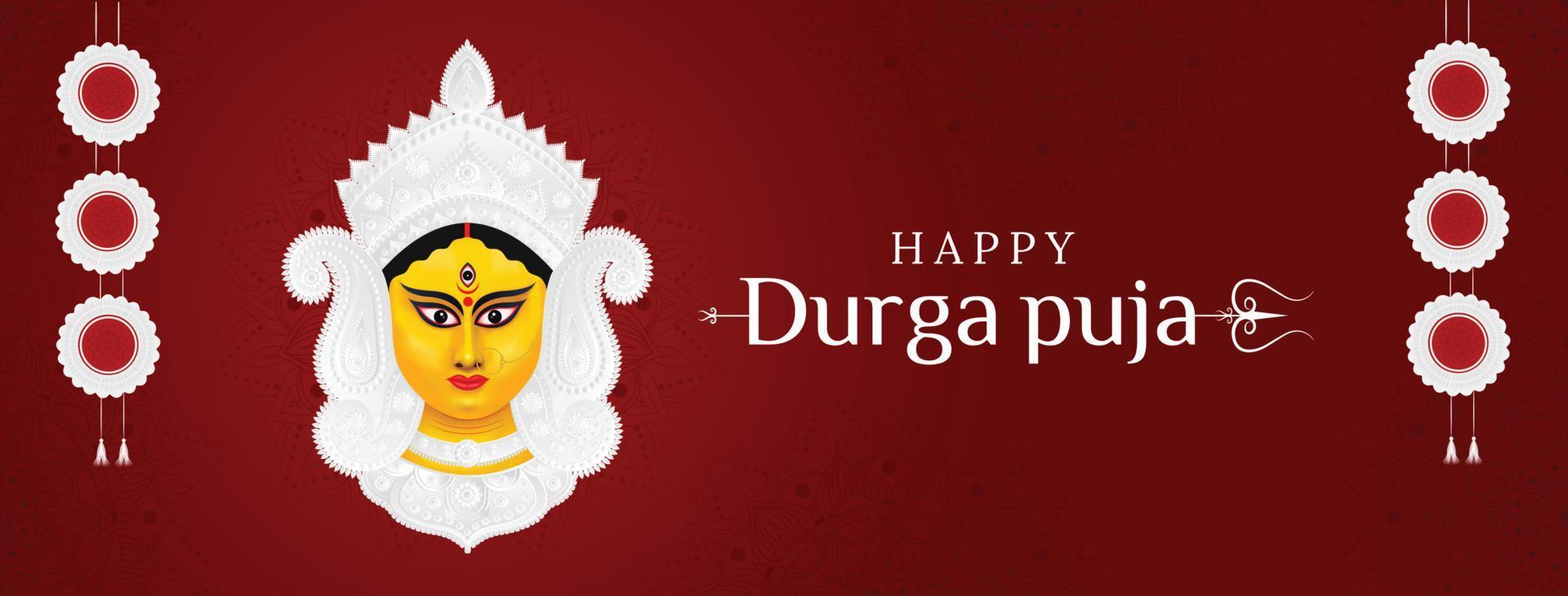 ilustrações de durga puja felizes. cara durga. feliz navratr vetor