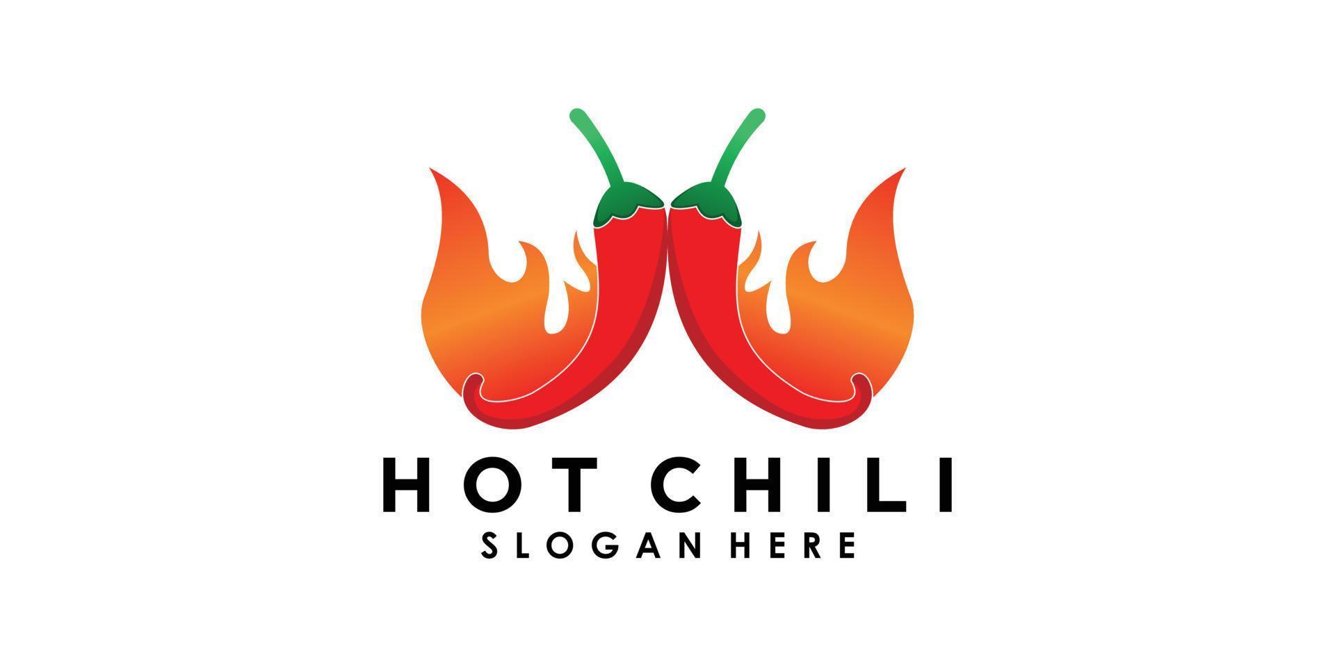 design de logotipo de pimenta quente com vetor premium de conceito criativo