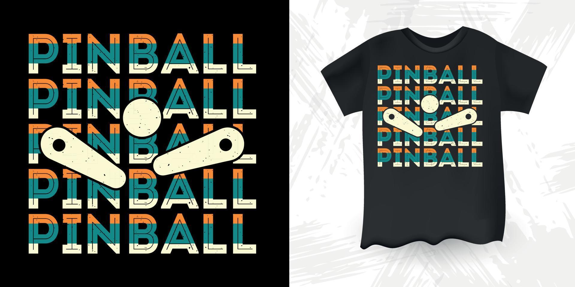 engraçado pinball wizard retro vintage design de t-shirt de jogador de pinball vetor