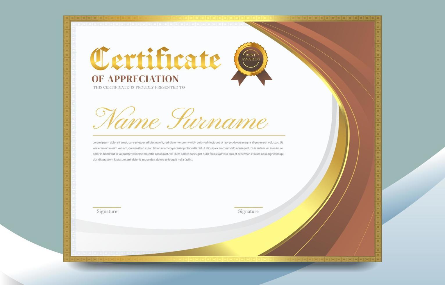 certificado de ouro simples de fundo de apreciação vetor