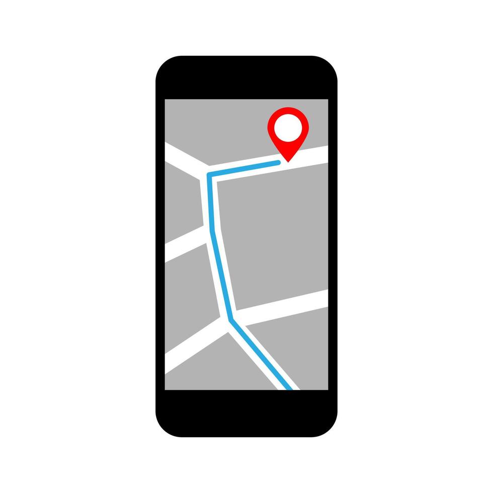 ícone de vetor de mapa de smartphone em fundo branco