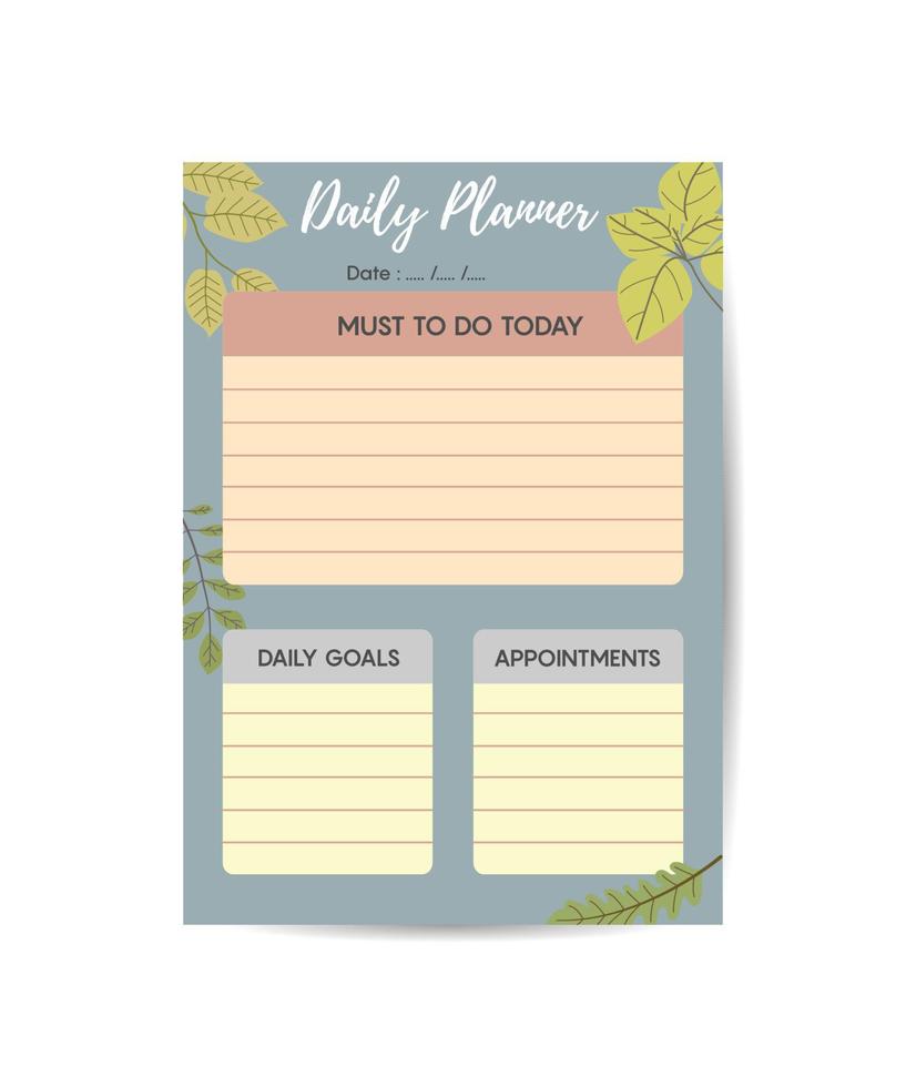 papel de parede do planejador diário flor violeta. simples imprimível para fazer a lista. vetor