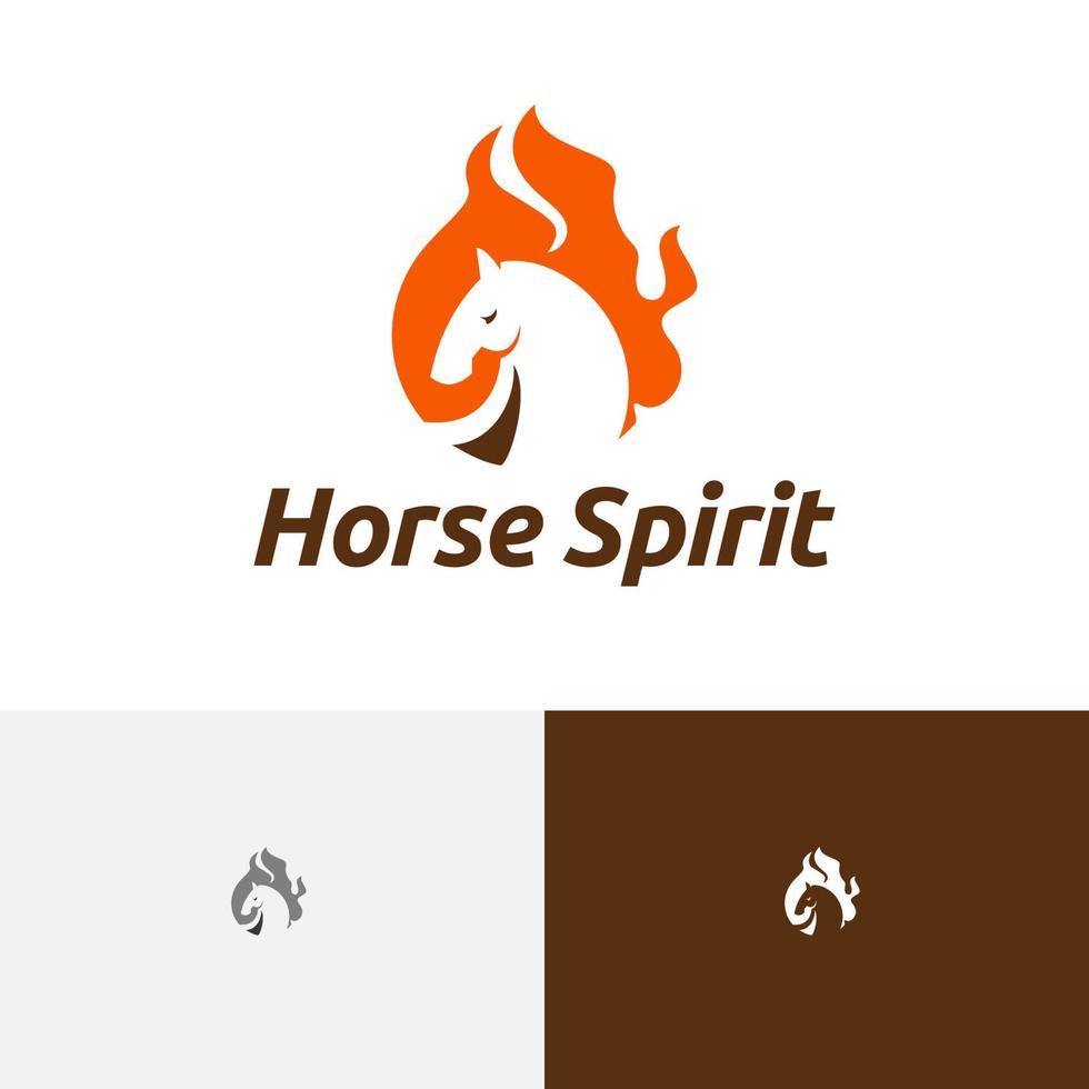 espírito do cavalo queimar fogo chama espaço negativo logotipo vetor