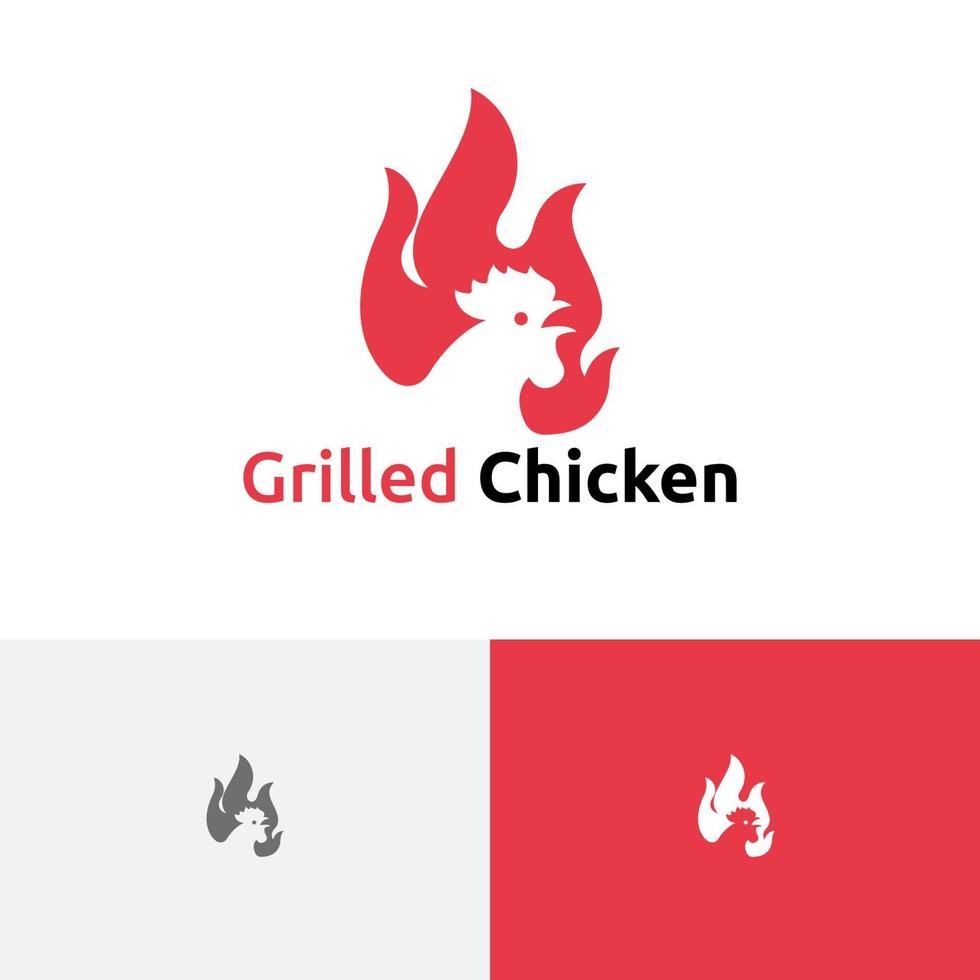 logotipo de espaço negativo de comida de restaurante de frango grelhado vetor