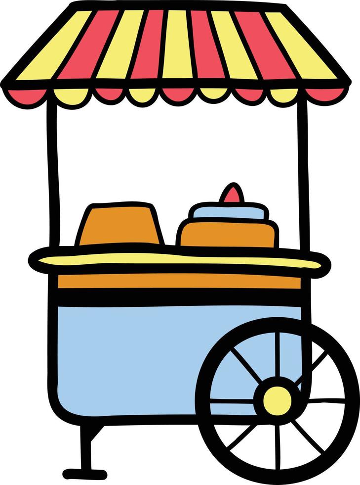 ilustração de carrinho de comida desenhada de mão vetor