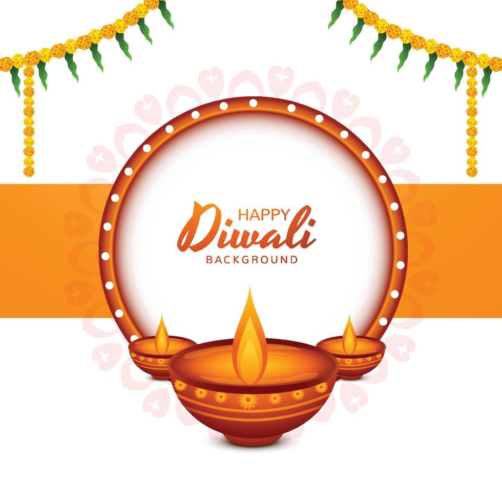 feliz cartão de saudação de diwali com fundo de festival de lâmpada de óleo ardente vetor