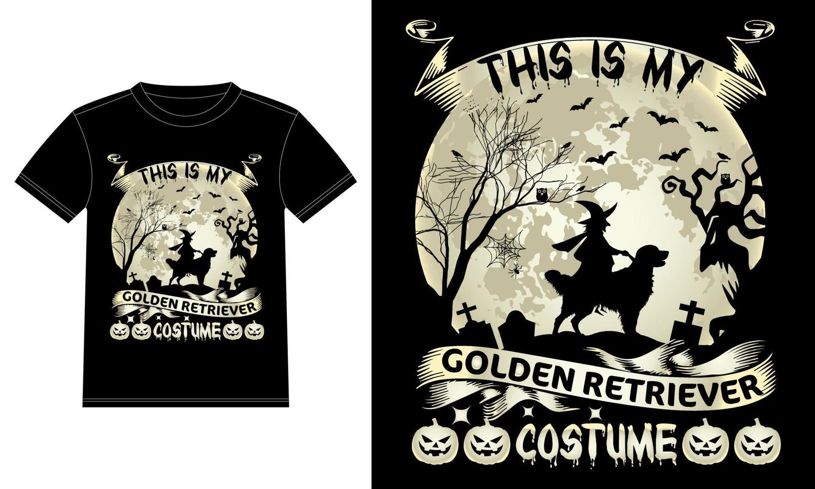 esta é a minha fantasia de golden retriever na camiseta engraçada do halloween da lua vetor