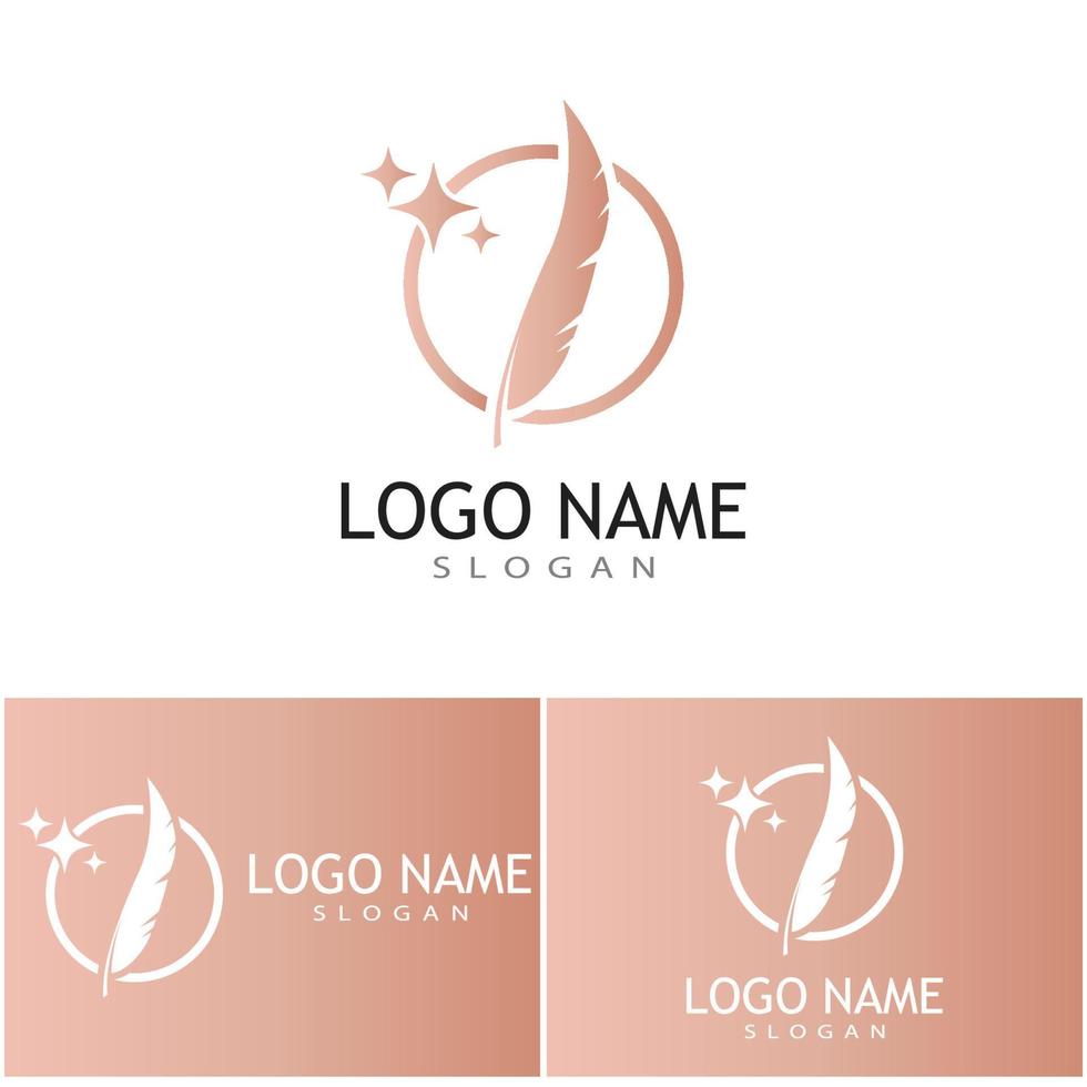 design de modelo de vetor de logotipo de ilustração de penas