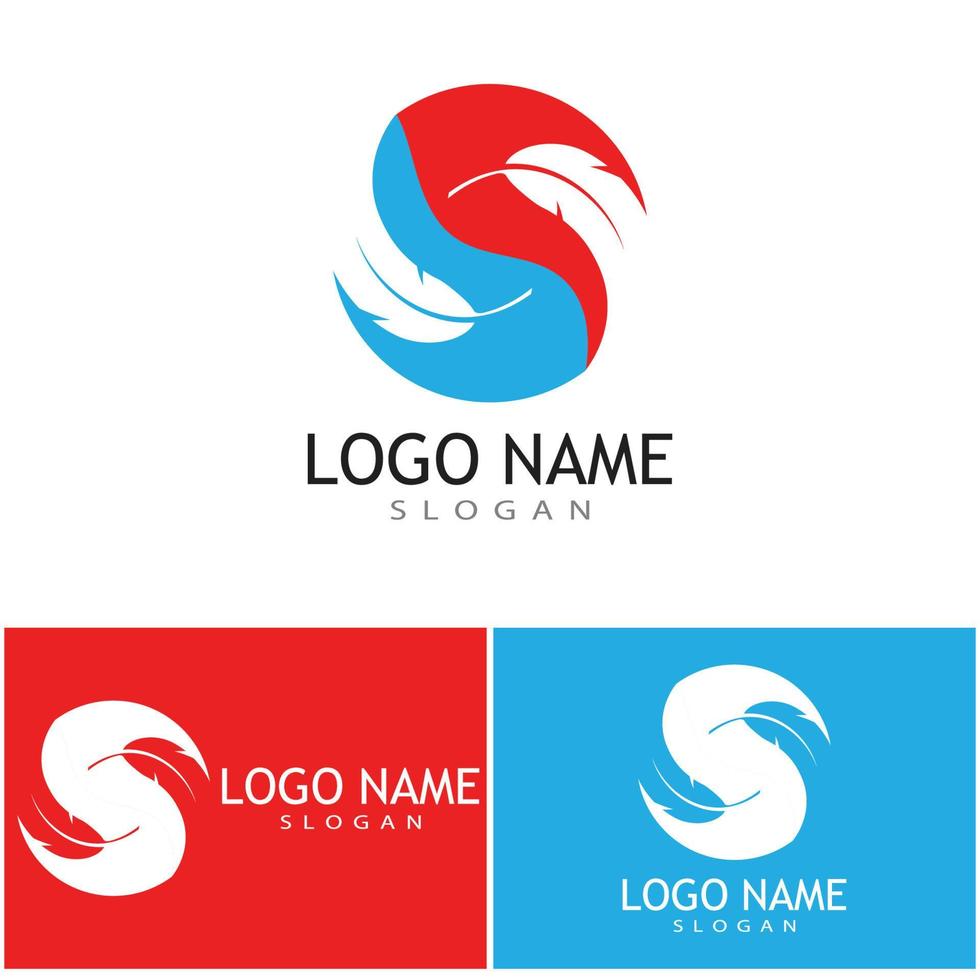 design de modelo de vetor de logotipo de ilustração de penas