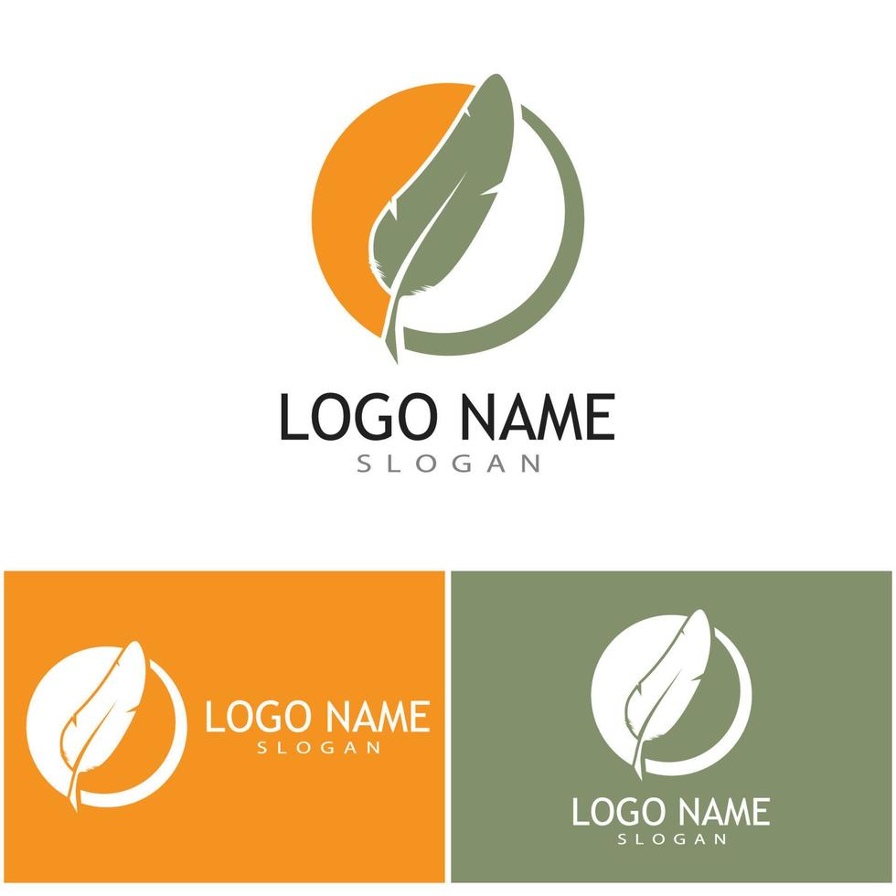 design de modelo de vetor de logotipo de ilustração de penas