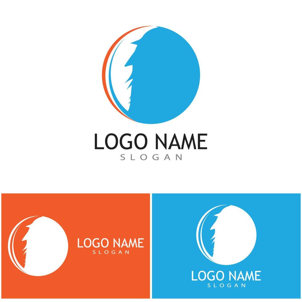 design de modelo de vetor de logotipo de ilustração de penas