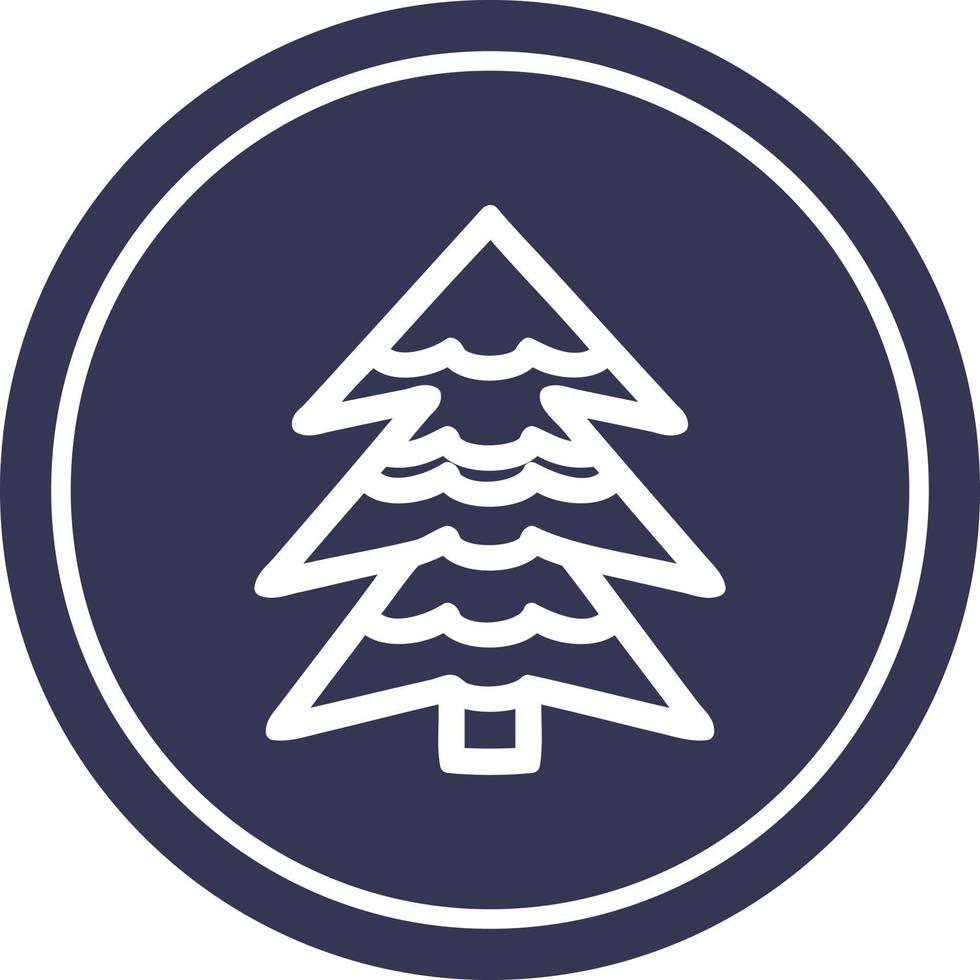 ícone circular de árvore nevada vetor