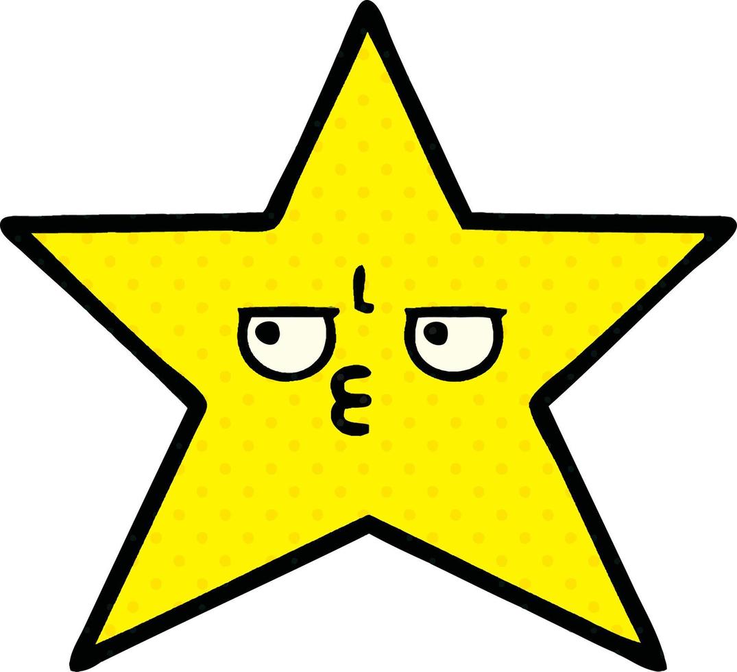 estrela de ouro dos desenhos animados de estilo de quadrinhos vetor