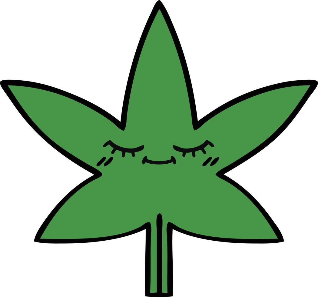 folha de maconha bonito dos desenhos animados vetor