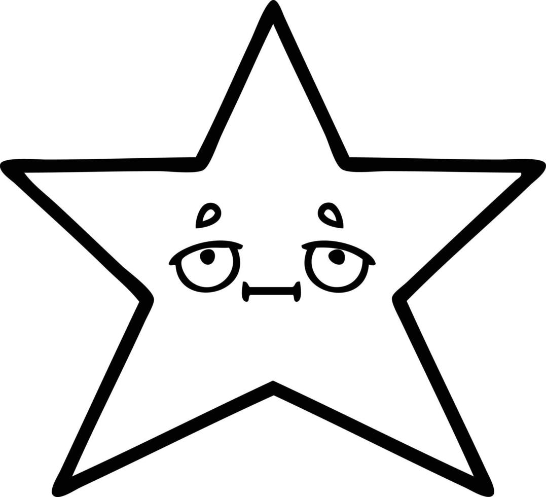 desenho de linha estrela de ouro dos desenhos animados vetor