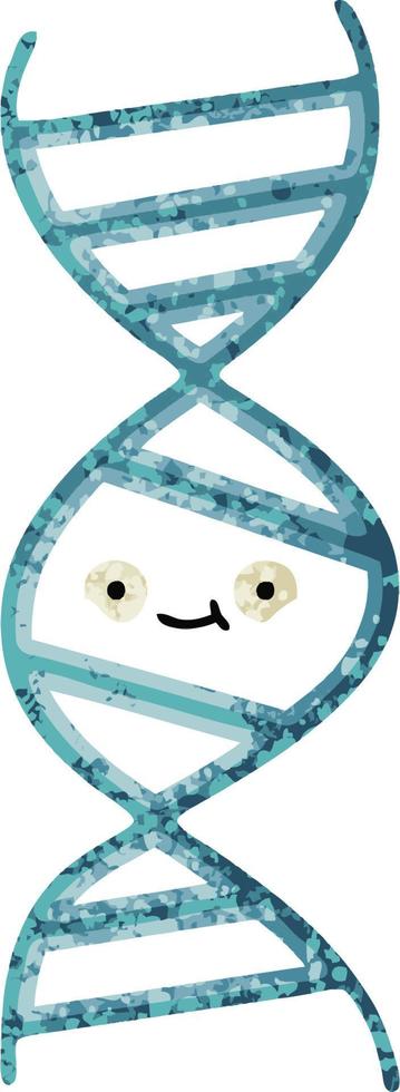 fita de dna dos desenhos animados de estilo de ilustração retrô vetor