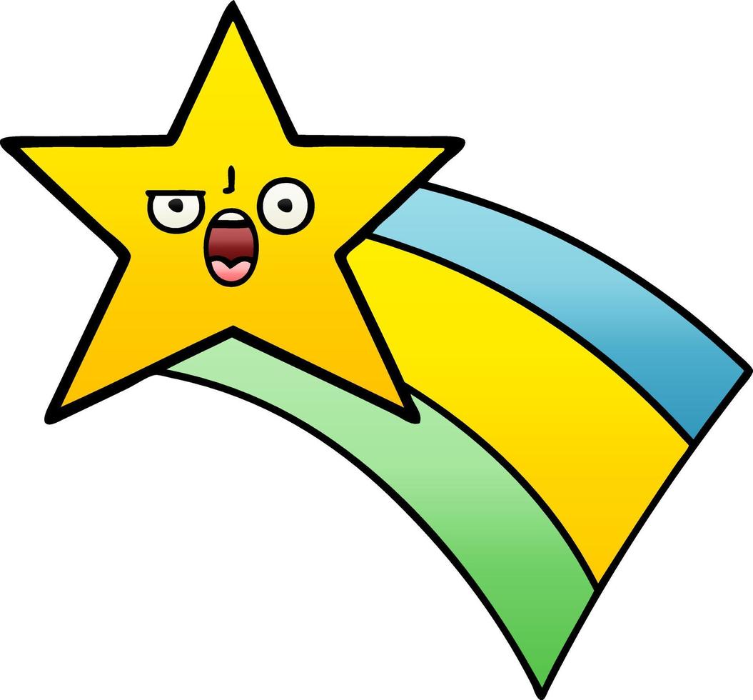 estrela de arco-íris de tiro de desenho animado sombreado gradiente vetor