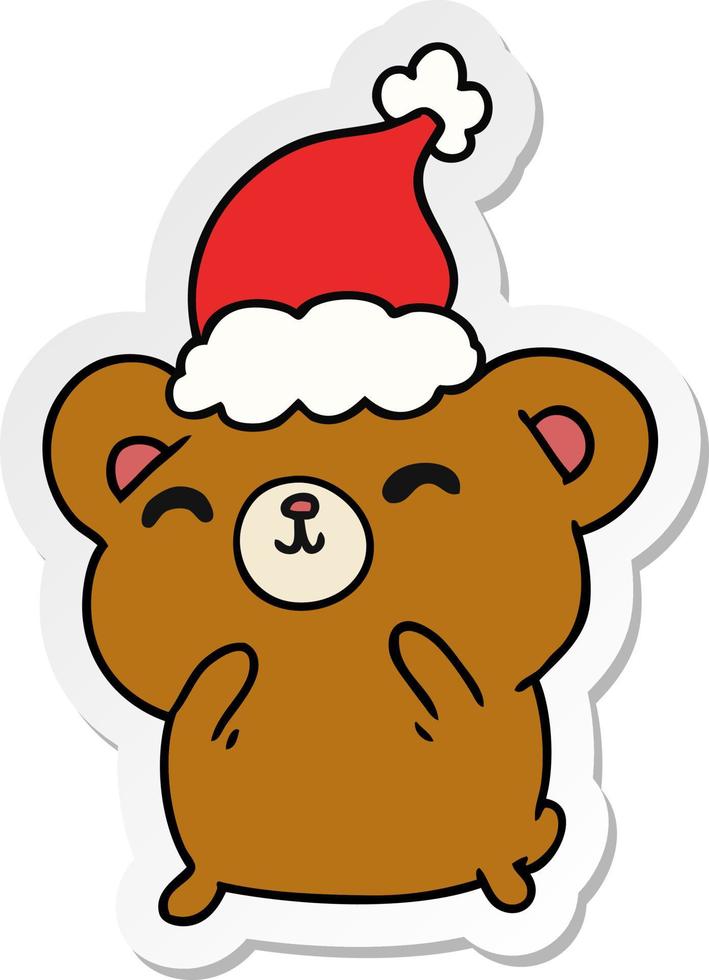 desenho de adesivo de natal de urso kawaii vetor