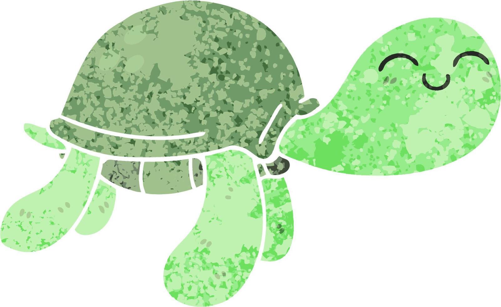 tartaruga de desenho animado estilo ilustração retrô peculiar vetor