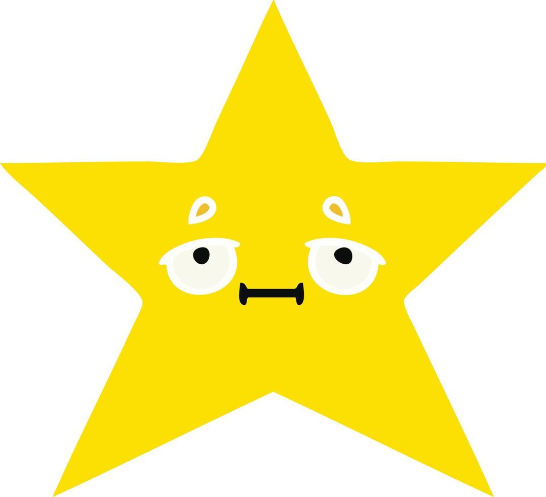 estrela de ouro de desenho retrô de cor lisa vetor