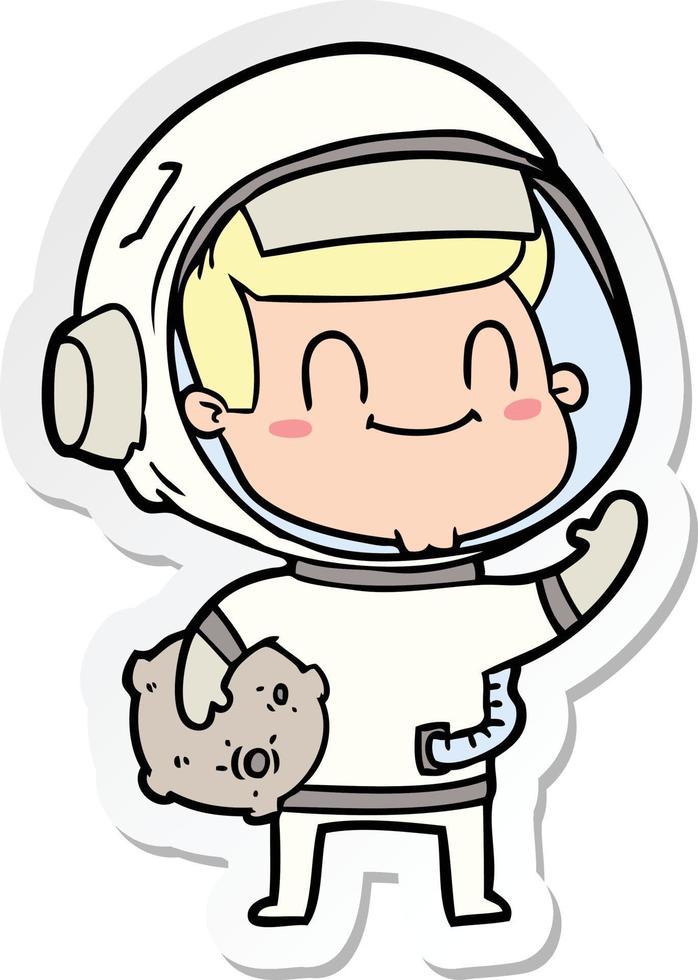 adesivo de um homem astronauta de desenho animado feliz vetor