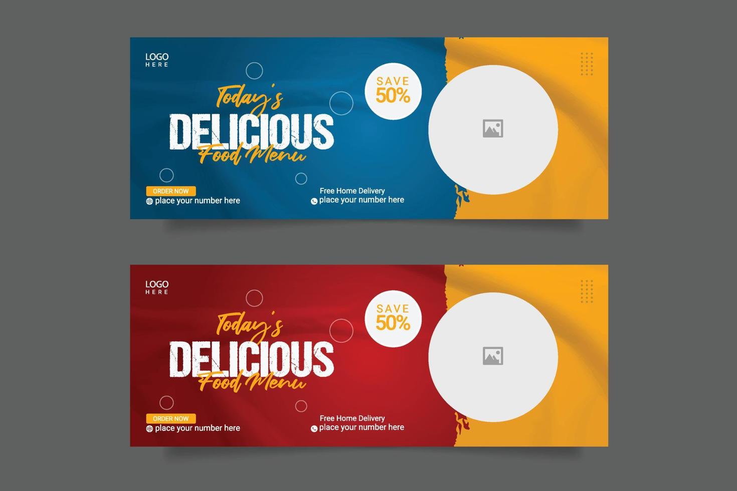 promoção de menu de comida saudável e modelo de banner de capa de mídia social vetor