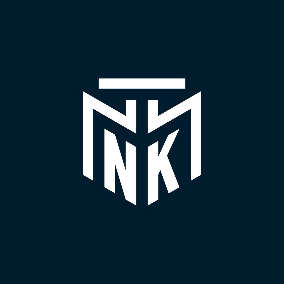 logotipo inicial do monograma nk com design de estilo geométrico abstrato vetor
